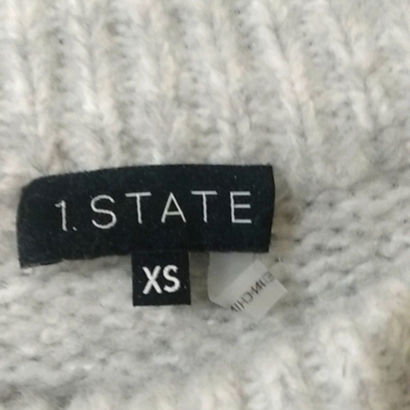 1. STATE CREW NECK GRAY COLOR-BLOCK WOOL BLEND WOVEN SWEATER SIZE XS NWT - Picture 3 of 8